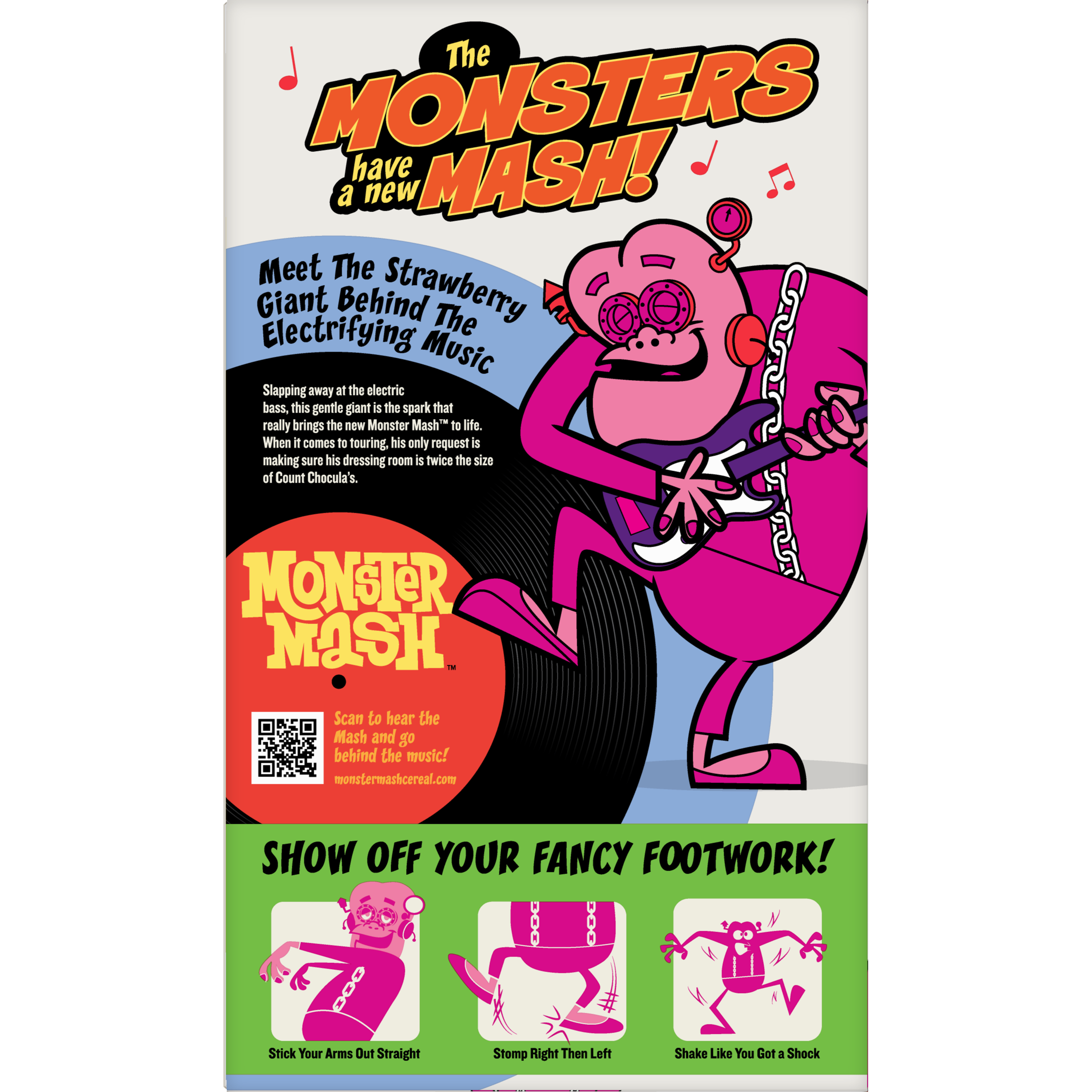 Back of retro Franken Berry cereal box