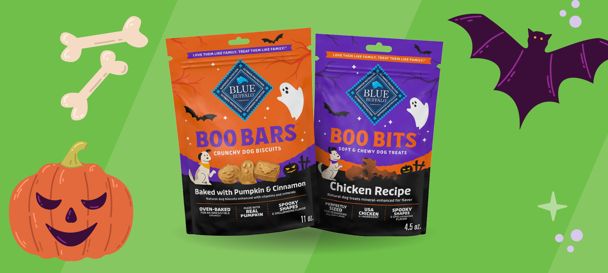 Blue Buffalo Boo Bits Soft & Chewy Chicken Recipe and Blue Buffalo Boo Bars Pumpkin & Cinnamon